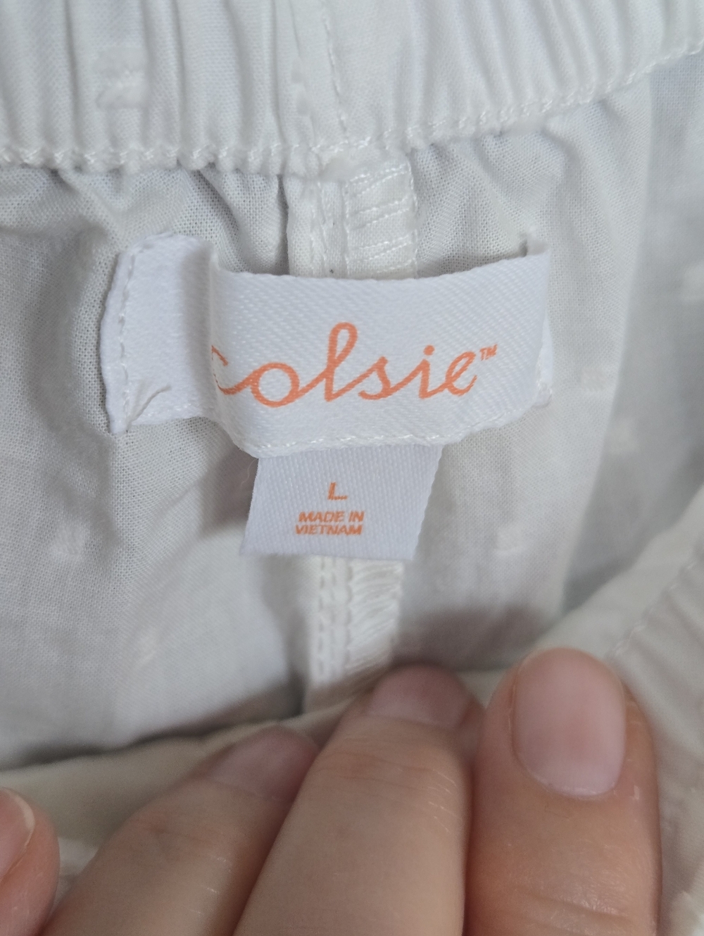 Colsie, NWT, White Swiss Dot Casual Pants, Sz. L - Picture 4 of 8